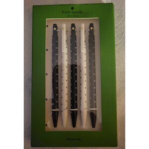 Kate Spade Black & White Dot Cluck Pen Set of 5 Black Ink